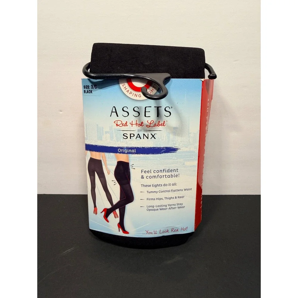 Assets Red Hot Label by Spanx Black Shaping Tights‎ Size 3/C A258413 Original